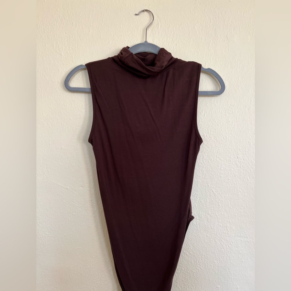 Brown turtle neck body suit
